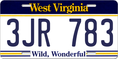 WV license plate 3JR783