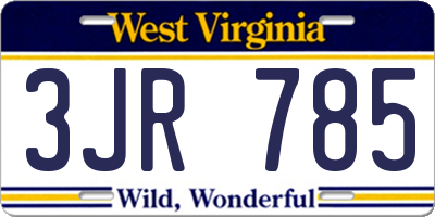 WV license plate 3JR785