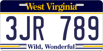 WV license plate 3JR789