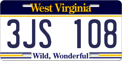 WV license plate 3JS108