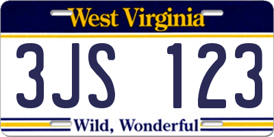 WV license plate 3JS123
