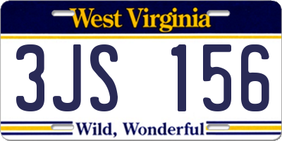 WV license plate 3JS156