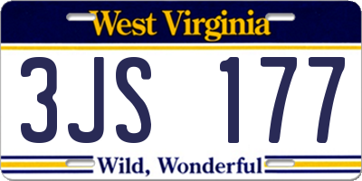 WV license plate 3JS177