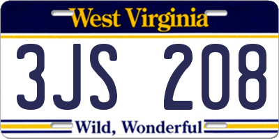 WV license plate 3JS208