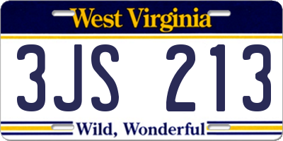 WV license plate 3JS213