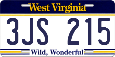 WV license plate 3JS215