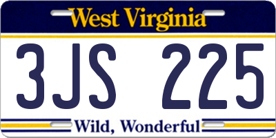 WV license plate 3JS225