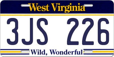 WV license plate 3JS226
