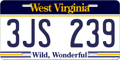 WV license plate 3JS239