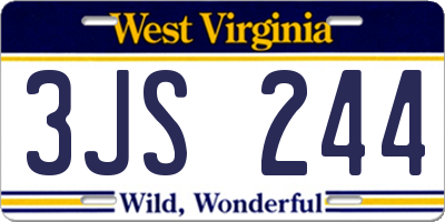 WV license plate 3JS244