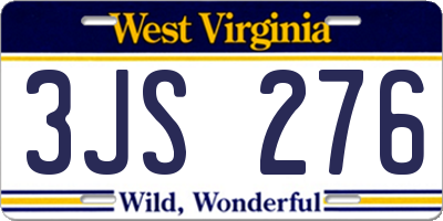WV license plate 3JS276