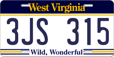 WV license plate 3JS315