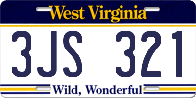 WV license plate 3JS321