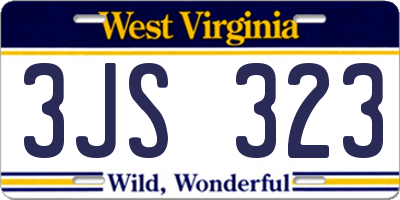 WV license plate 3JS323