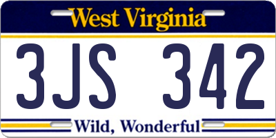 WV license plate 3JS342
