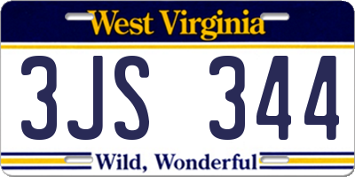 WV license plate 3JS344