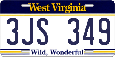 WV license plate 3JS349
