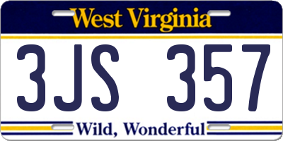 WV license plate 3JS357