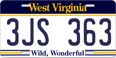 WV license plate 3JS363
