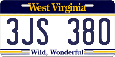 WV license plate 3JS380