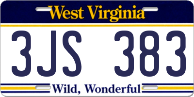 WV license plate 3JS383