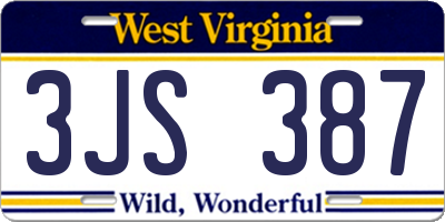 WV license plate 3JS387
