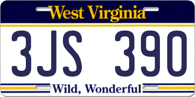 WV license plate 3JS390