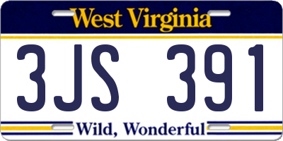 WV license plate 3JS391