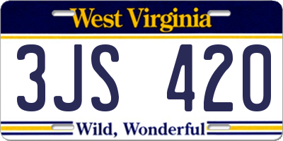 WV license plate 3JS420