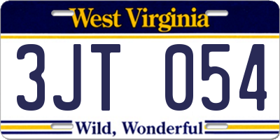 WV license plate 3JT054