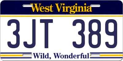 WV license plate 3JT389
