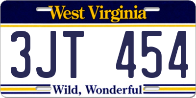 WV license plate 3JT454