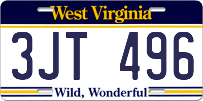 WV license plate 3JT496