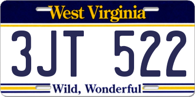 WV license plate 3JT522