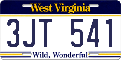 WV license plate 3JT541