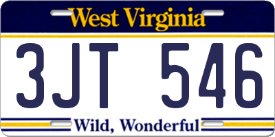 WV license plate 3JT546