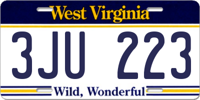 WV license plate 3JU223