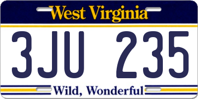 WV license plate 3JU235