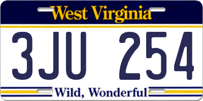 WV license plate 3JU254