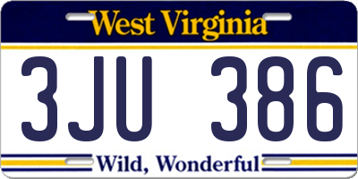 WV license plate 3JU386