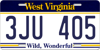 WV license plate 3JU405