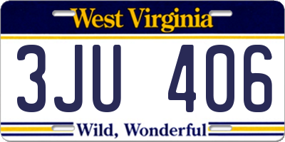 WV license plate 3JU406