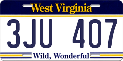 WV license plate 3JU407
