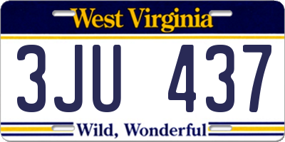 WV license plate 3JU437
