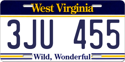 WV license plate 3JU455