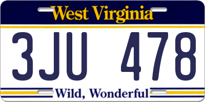 WV license plate 3JU478