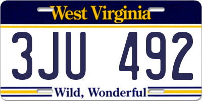 WV license plate 3JU492