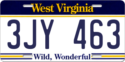 WV license plate 3JY463