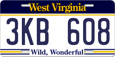 WV license plate 3KB608