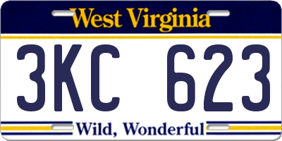 WV license plate 3KC623